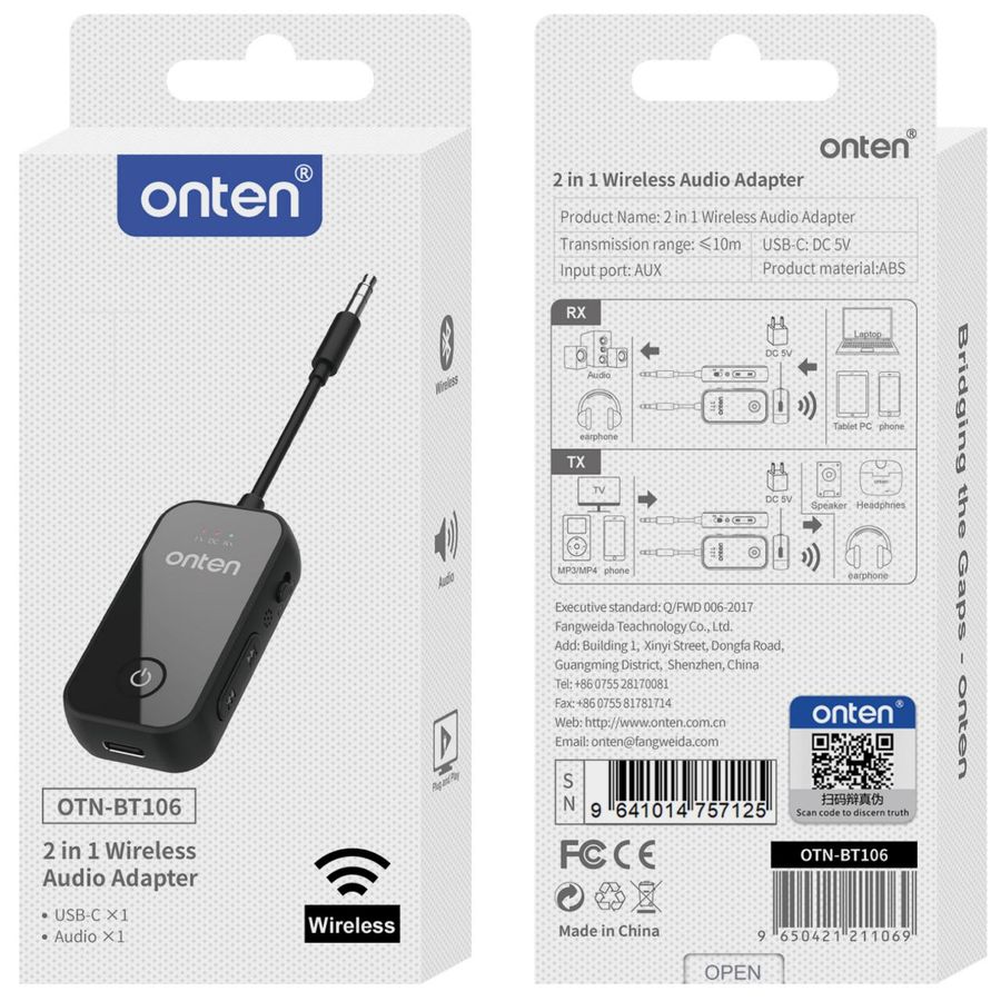 ONTEN OTN-BT106 Wireless Audio Adapter