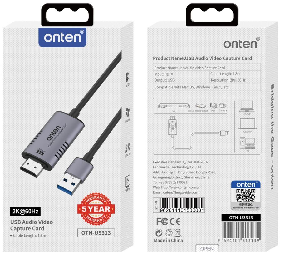 ONTEN OTN-US313 USB Audio Video Capture Card