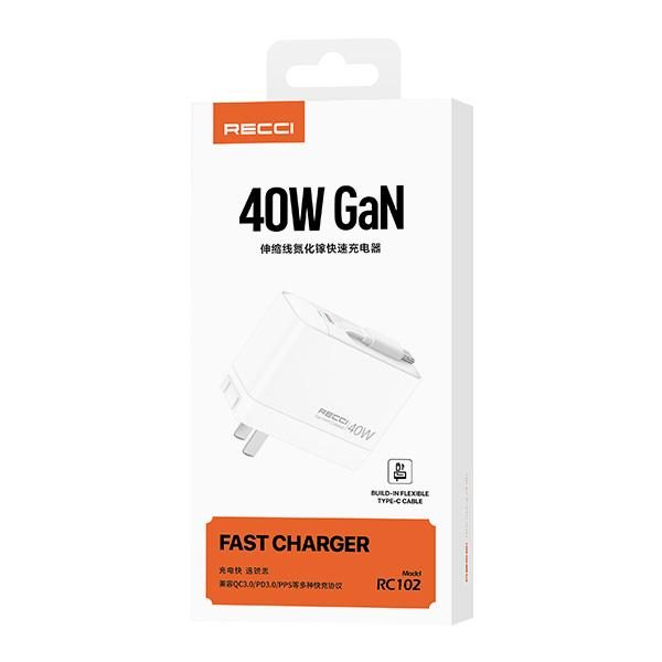 RECCI RC102 40W GAN fast charger set Cn/us PLUG
