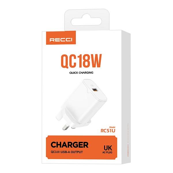 RECCI RC51U UK charger (QC18W) UK PLUG
