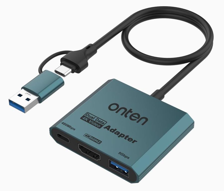 ONTEN OTN-UCA303 3-in-2 USB-C&USB-A to HDMI 4K@60Hz Adapter Support: M1 chip iPad Pro/Air/mini