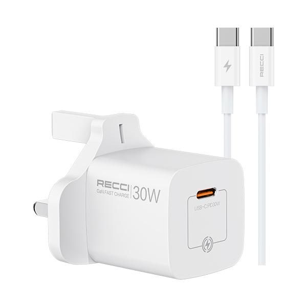 RECCI RC77UCC 30W GAN fast charger set UK PLUG