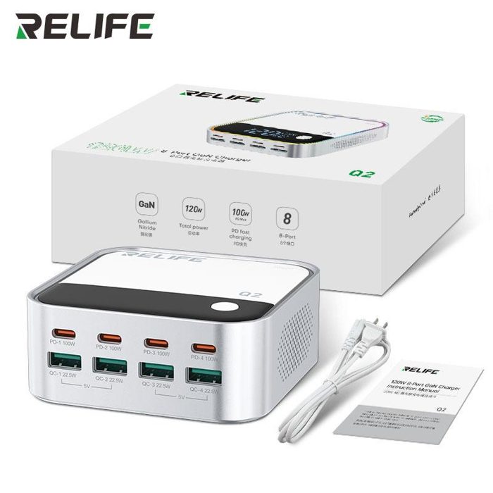 RELIFE Q2 120W 8-port GaN charger/Grey